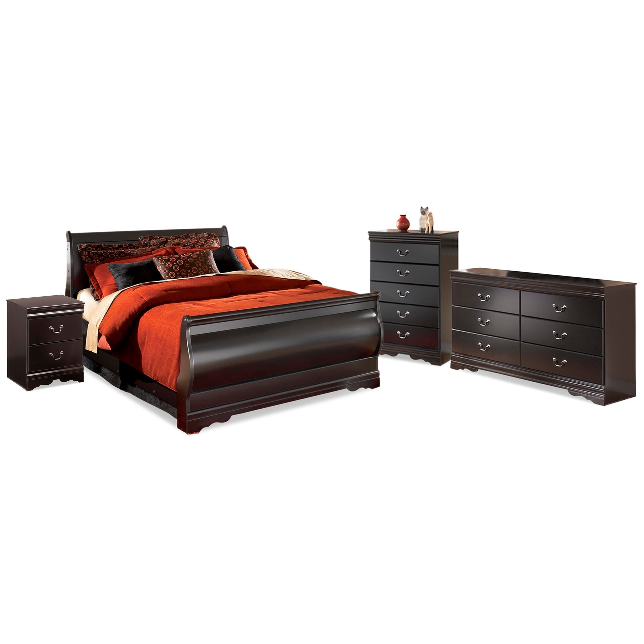 de1aa148c1cba73081ade40d2a29b634 Huey Vineyard Full Sleigh Bed, Dresser, Mirror, Chest and Nightstand - Image 1