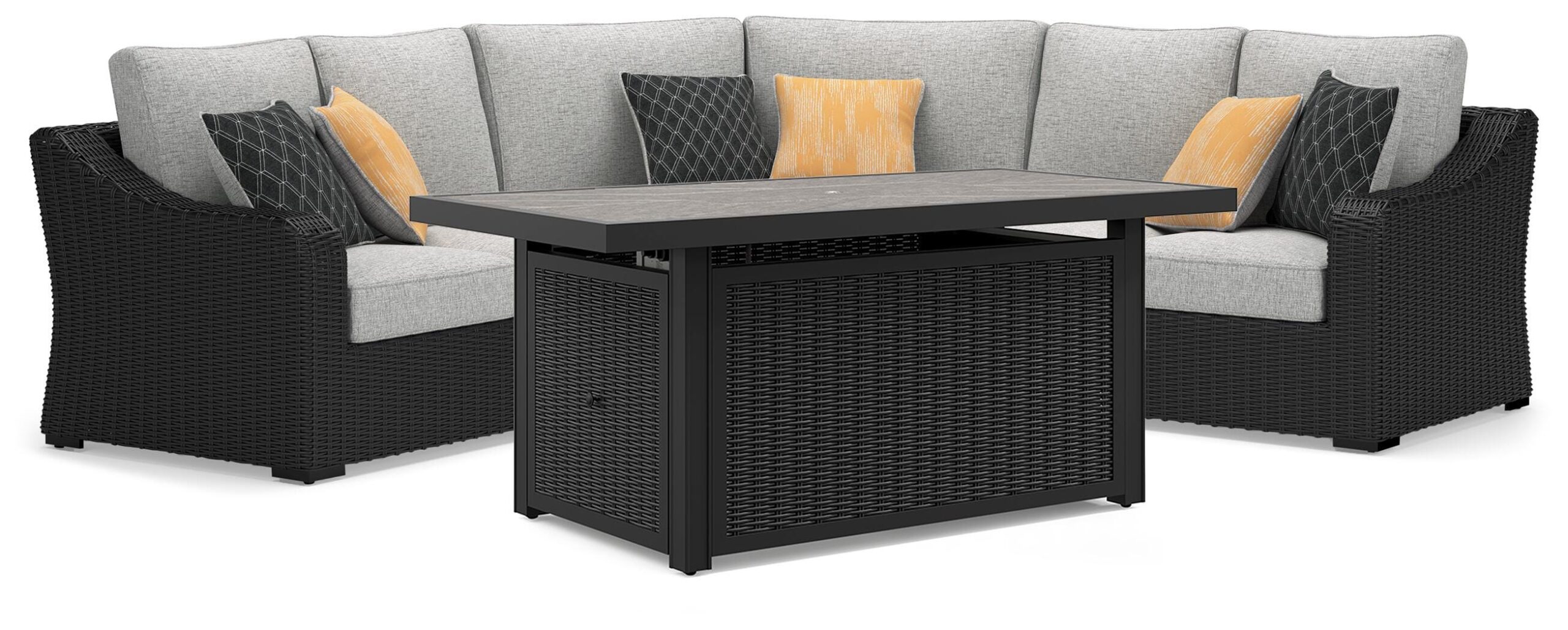e5fcbd1dded9f83b4b373c92317f8d07 Beachcroft 3-Piece Outdoor Sectional and Fire Pit Table - Image 1