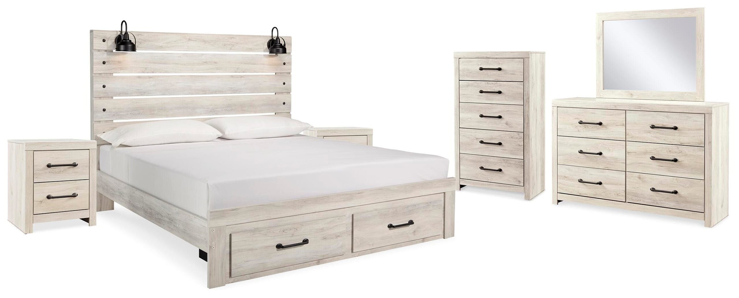 e6a4e2731e3526a616da1ade52ee0136 Cambeck King Panel Storage Bed, Dresser, Mirror, Chest and 2 Nightstands - Image 1