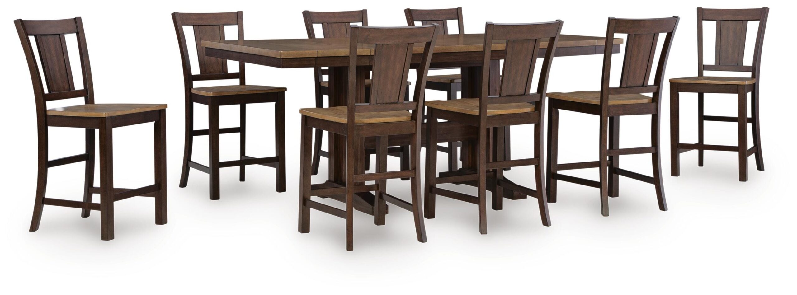 e8b5ce7c589f4a8af0b1e7c69d71feea Rylandeen Counter Height Extension Dining Table and 8 Barstools - Image 1