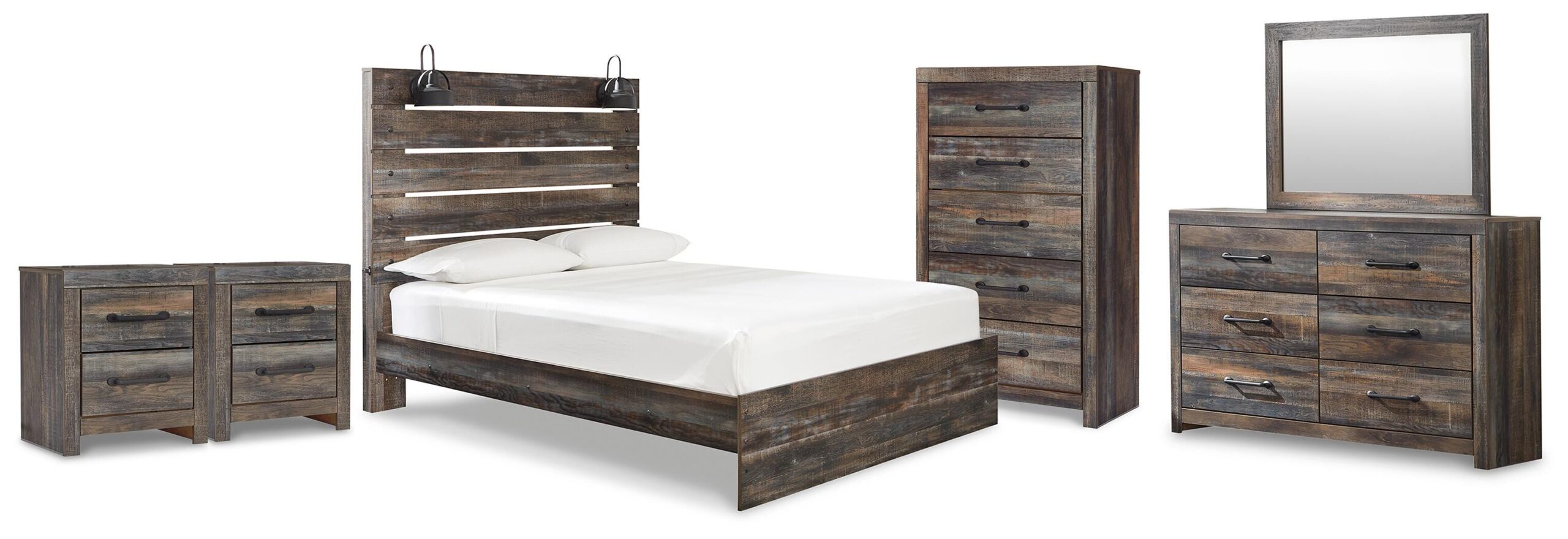 e912867d411a60320e921109377f5c4a Drystan Queen Panel Bed, Dresser, Mirror, Chest and 2 Nightstands - Image 1