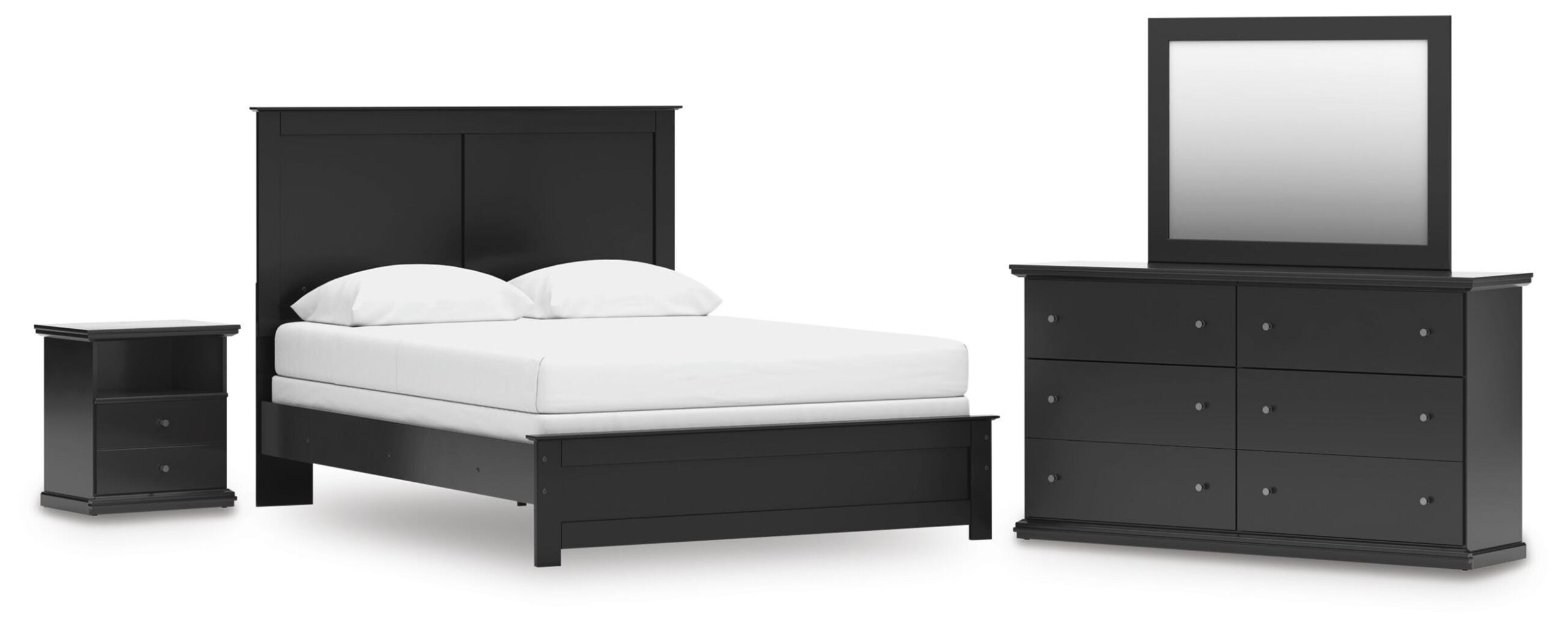 eaa4e96e178a52e6462c2d293dfc3536 Maribel Queen Panel Bed with Dresser, Mirror and Nightstand - Image 1