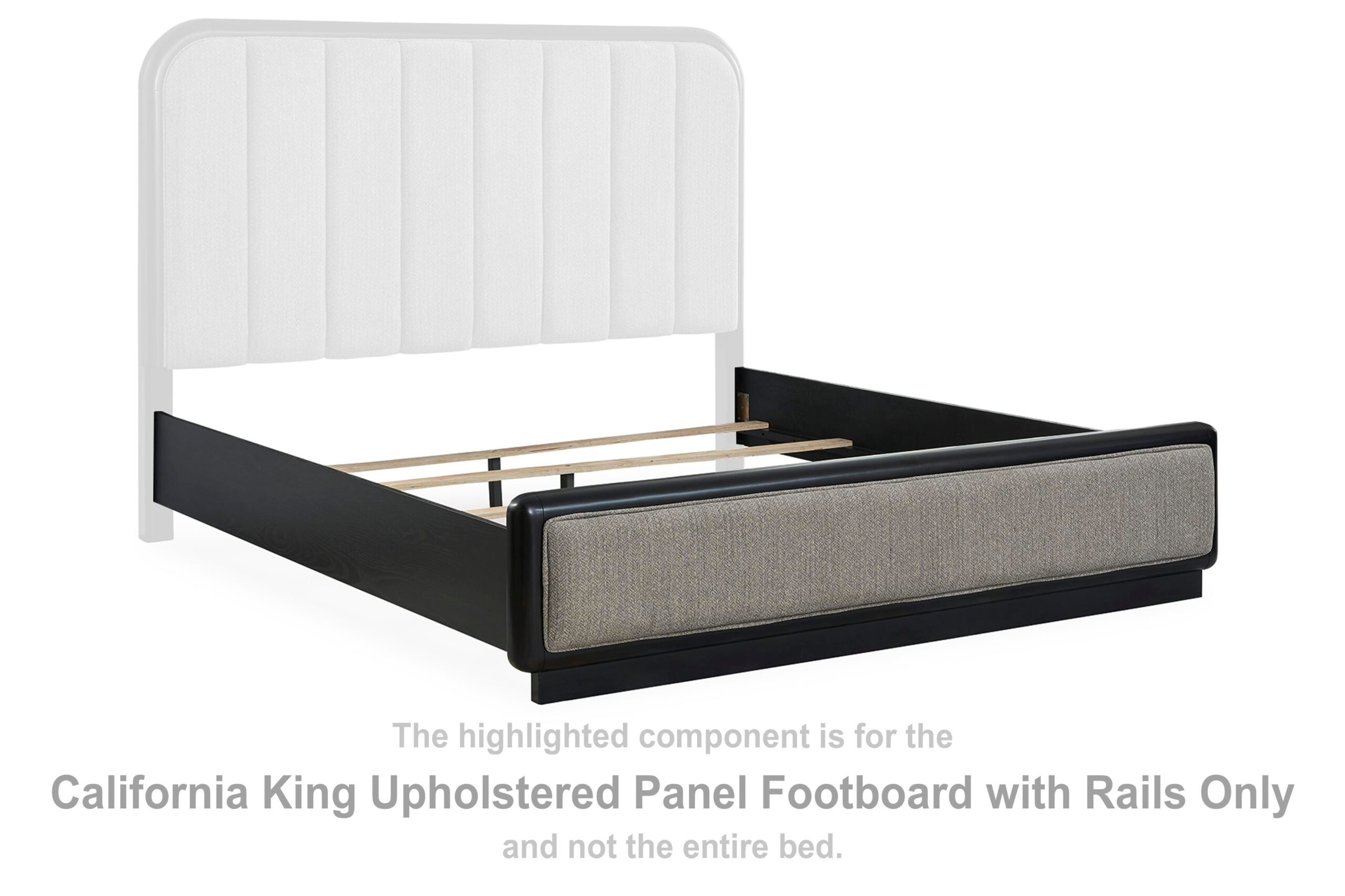 eb4b2f9f8a433ad4a20f86e94dede2ab Rowanbeck California King Upholstered Panel Footboard with Rails - Image 1