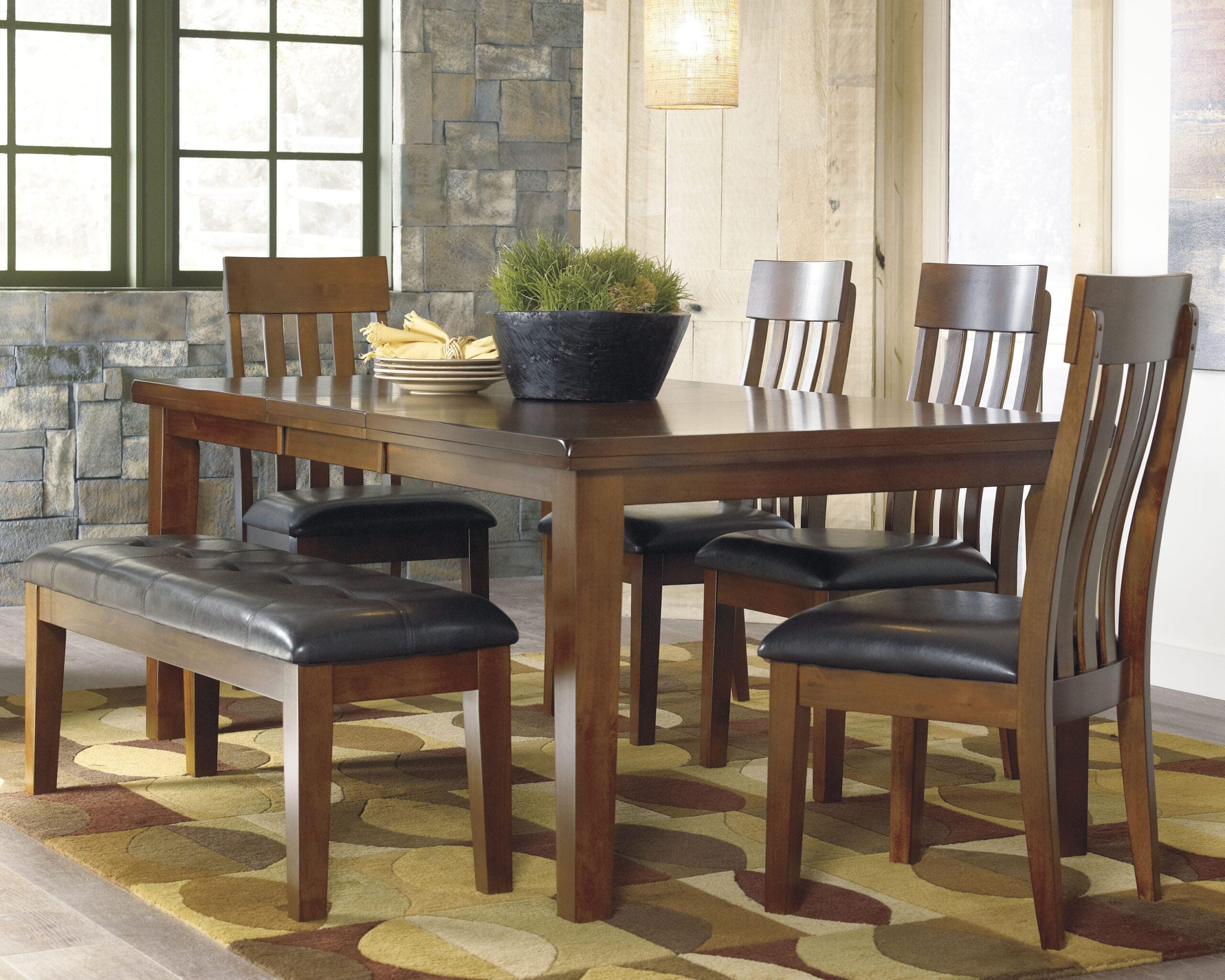 eeb3f38d1c04971d534cc786fa045c91 Ralene Dining Table and 4 Chairs and Bench - Image 1