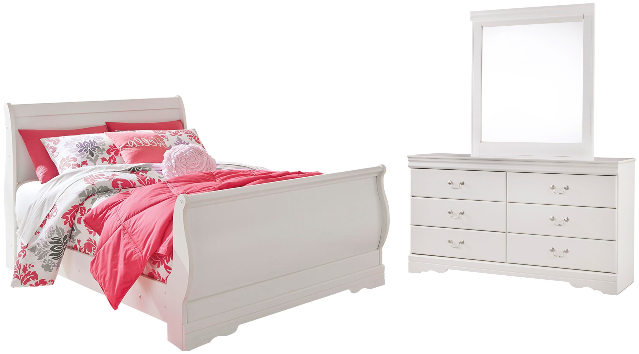 ef090289a111f737cd505953d2da14b3 Anarasia Full Sleigh Bed with Dresser and Mirror - Image 1