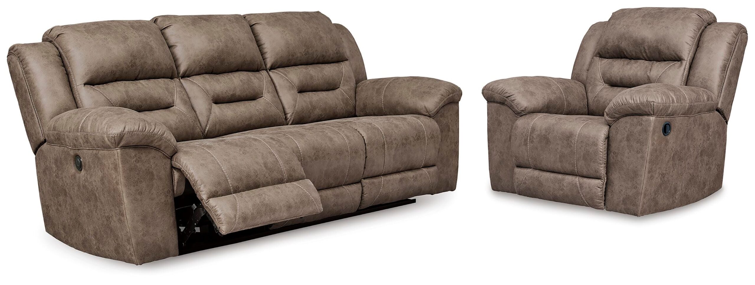 efa57261f8ba2f67e72734b1e0c3acf4 Stoneland Power Reclining Sofa and Manual Recliner - Image 1