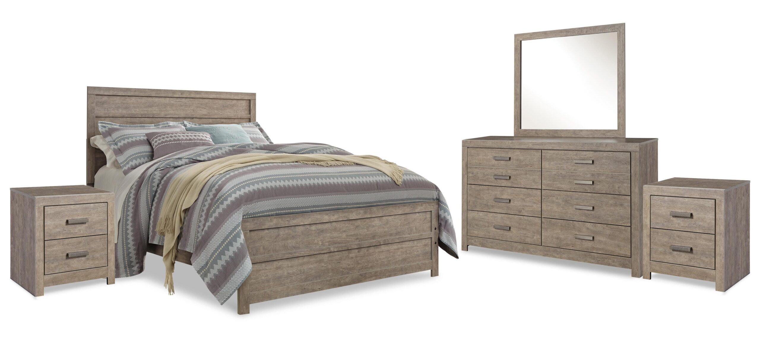 f77313f81c38ed83d9f0539b6c0ab7f7 Culverbach Queen Bed with Mirrored Dresser and 2 Nightstand - Image 1