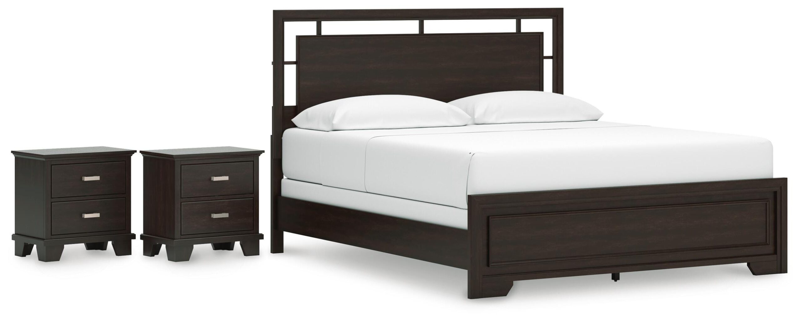 fccc2e9913bce6bf2e2e3e0a440e5529 Covetown California King Panel Bed and 2 Nightstands - Image 1