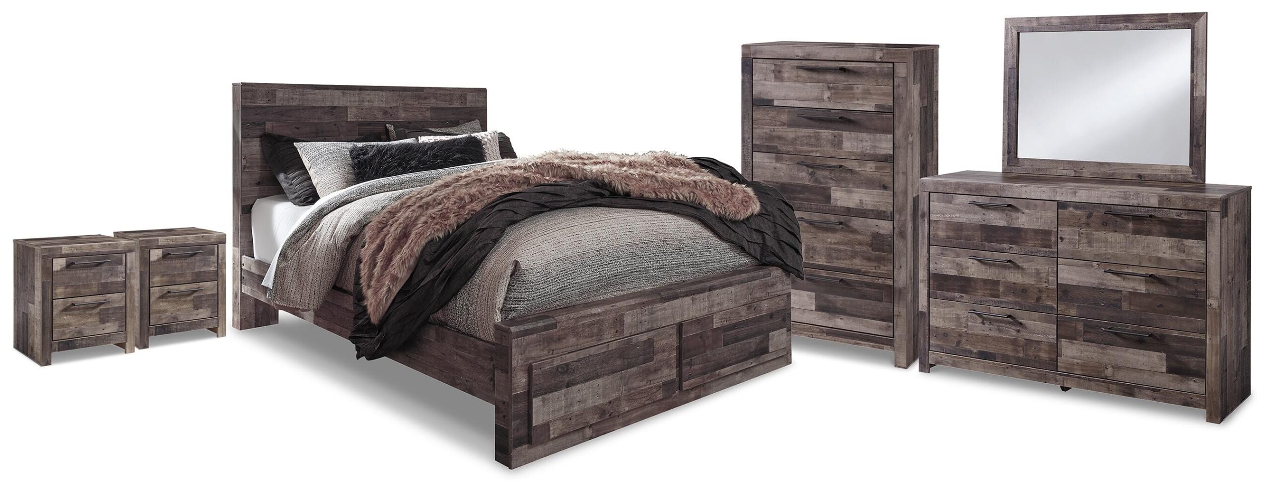 fea9534eb77e8abde9065c504ce82801 Derekson Queen Storage Bed, Dresser, Mirror, Chest and 2 Nightstands - Image 1