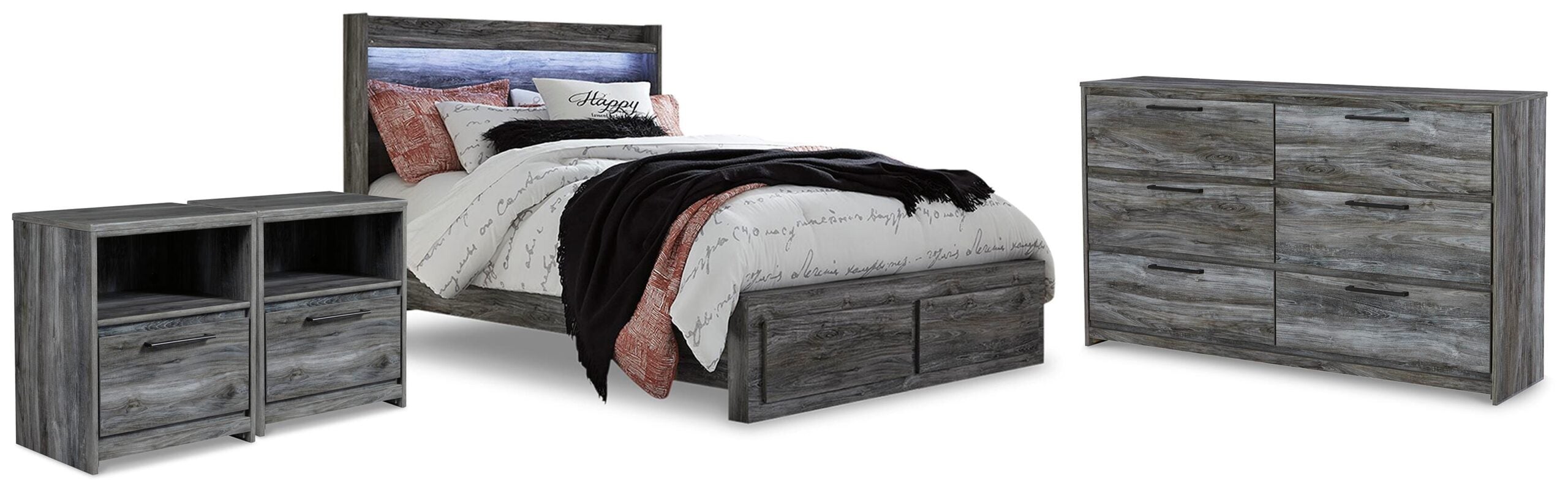 ff72874d0636bed1c7f74ef2cebf58dc Baystorm Queen Panel Storage Bed, Dresser and 2 Nightstands - Image 1